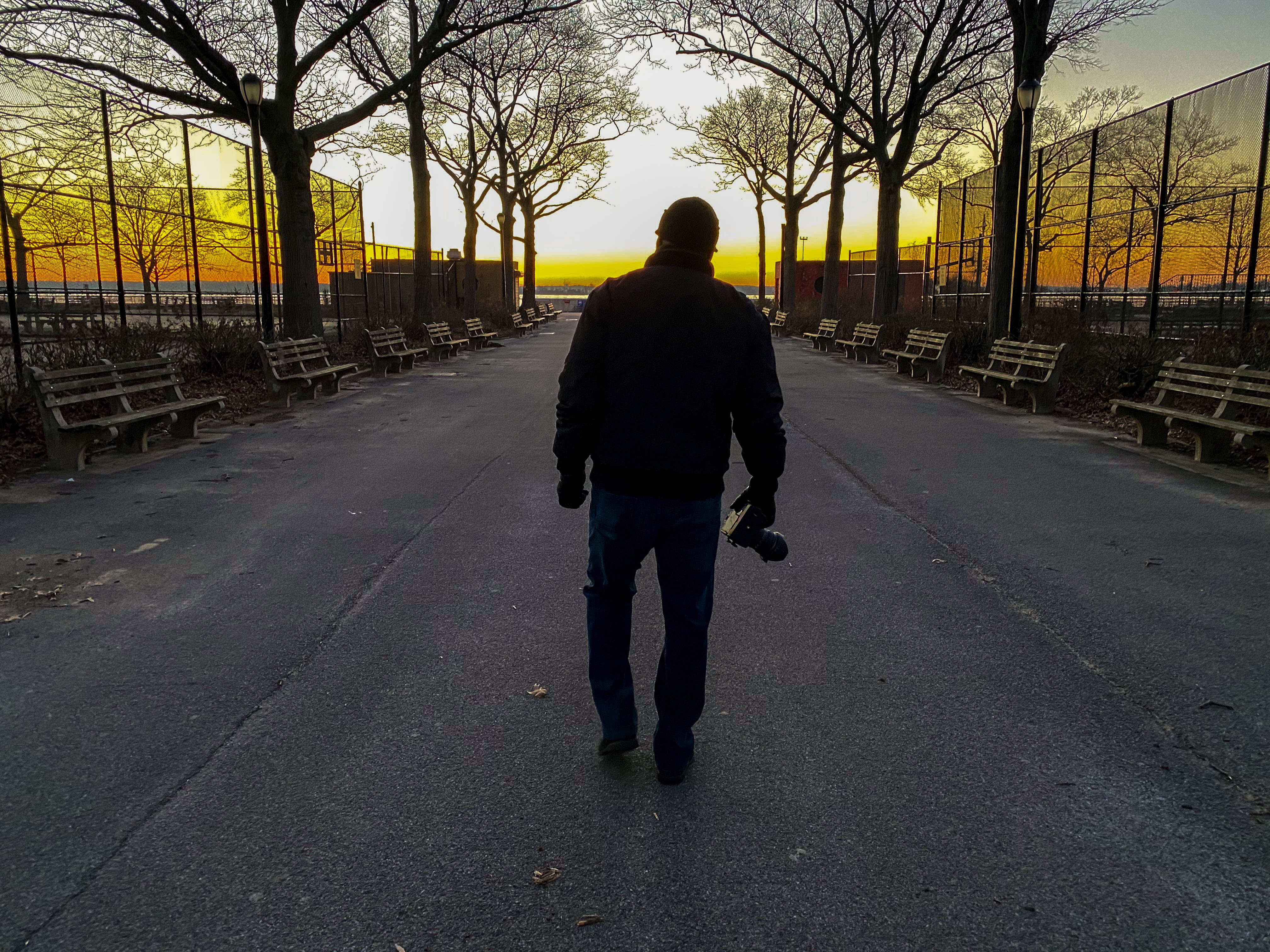 Curtis at Orchard Beach during a winter sunrise